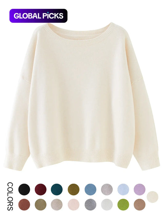 Scoop Neck Knitted Sweater