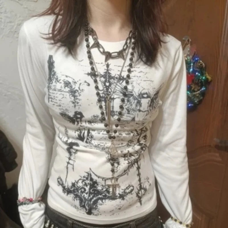 Woman Clothes for Women Emo Graphic Tees Y2k Tops Crop Top Women Women's Cropped Shoujo Girl Style 90s Clothes ropa para mujer