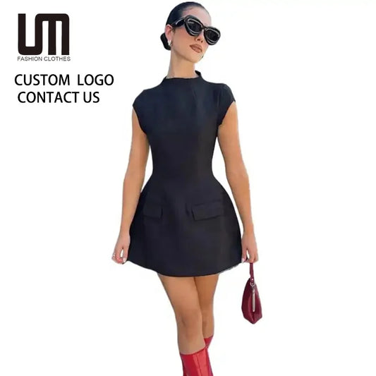 Liu Ming Oem Odm Elegant Summer Bodycon Mini Dress for Women Sexy Office Outfit & Birthday Party Prom Eco-Friendly Solid Pattern