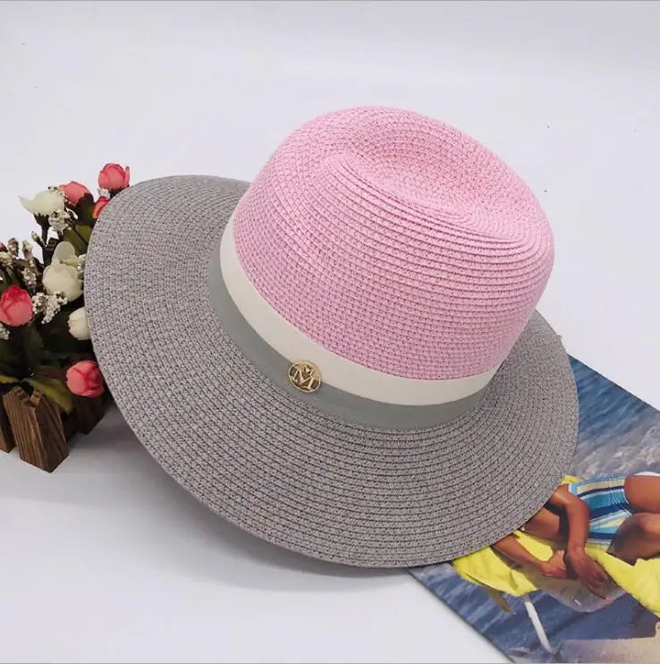 2026 Summer patchwork fedora hats for women paper straw women&