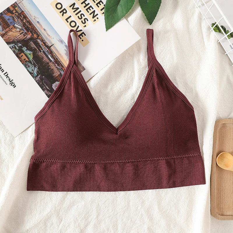 Women's Crop Top Ribbed Tube Top U-Back Comfort Bra Streetwear Camis Sexy Lingerie Seamless Underwear Sports Tank Bralette M-XL
