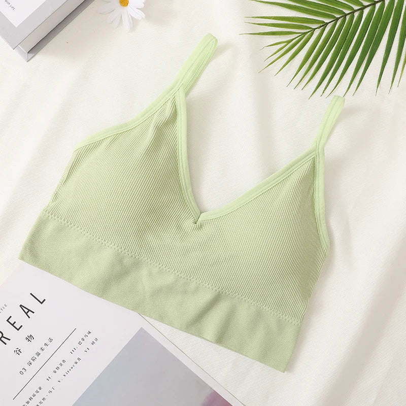 Women's Crop Top Ribbed Tube Top U-Back Comfort Bra Streetwear Camis Sexy Lingerie Seamless Underwear Sports Tank Bralette M-XL