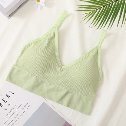 Women's Crop Top Ribbed Tube Top U-Back Comfort Bra Streetwear Camis Sexy Lingerie Seamless Underwear Sports Tank Bralette M-XL