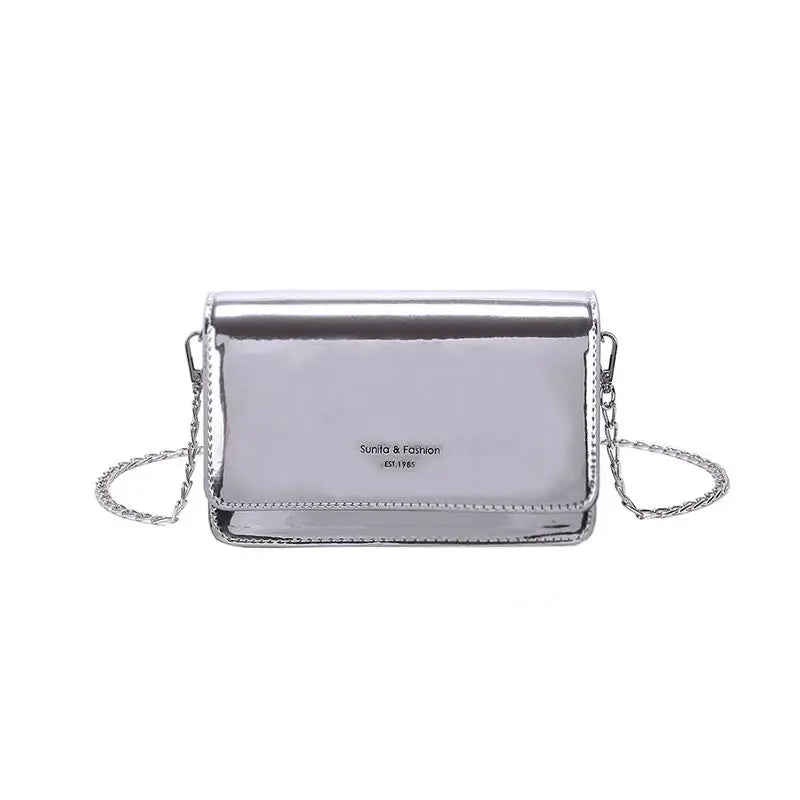 Women Laser Flap Bags Mirror Chain Shoulder Bag Summer Small Handbag Ladies Crossbody Bags Clutch Purse Handbag