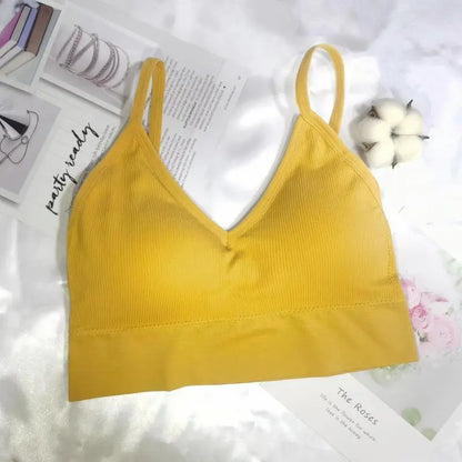 Women's Crop Top Ribbed Tube Top U-Back Comfort Bra Streetwear Camis Sexy Lingerie Seamless Underwear Sports Tank Bralette M-XL