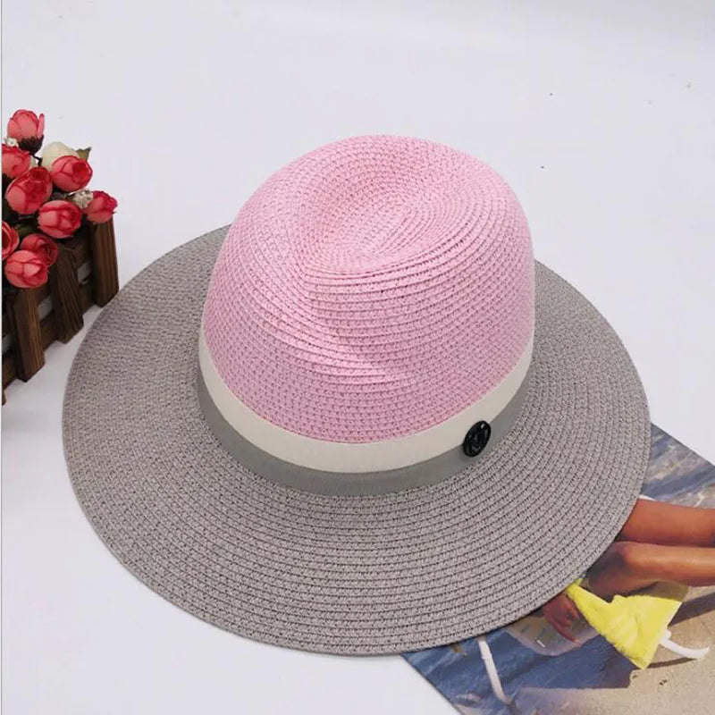 2026 Summer patchwork fedora hats for women paper straw women&