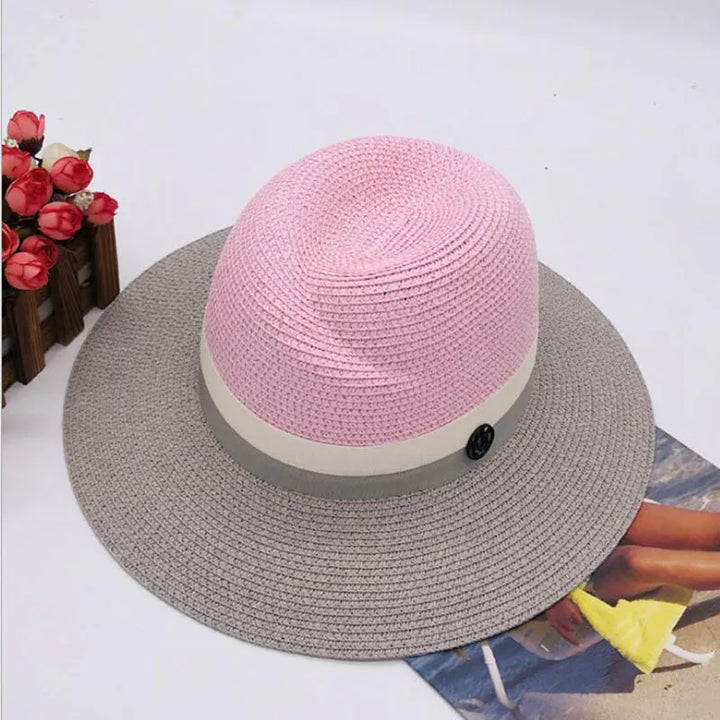 2026 Summer patchwork fedora hats for women paper straw women&