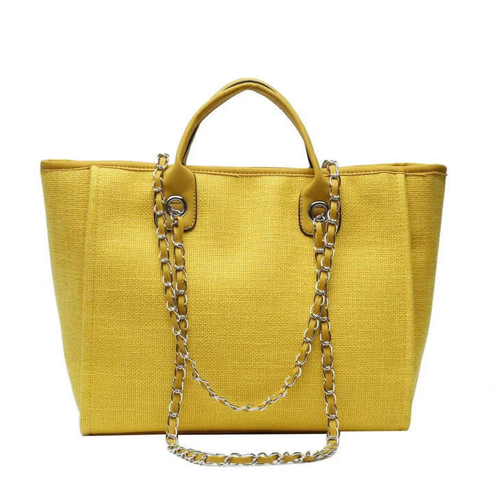 Women Tote Bags Fashion Canvas Large Capacity Handbag Casual Chains Shoulder Bags Ladies Big Messenger Bag Shopping Bag