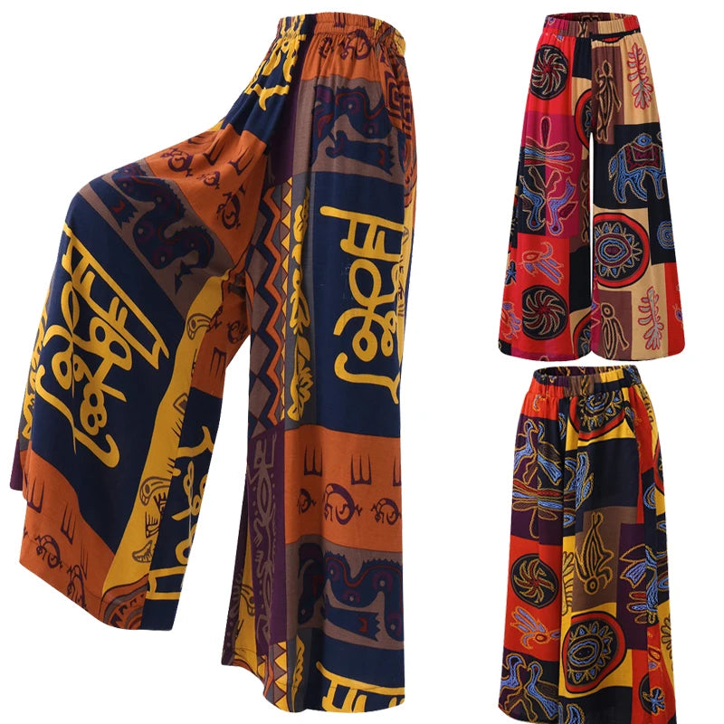 Women Ladies 5XL Wide Leg Boho Yoga Harem Pants Gypsy Hippie Thai Boho Court Women&