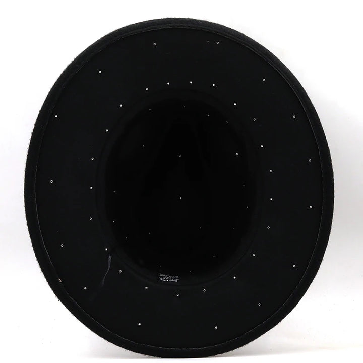 New Women Men Wool Fedora Hat With Big Pearl  Gentleman Elegant Lady Winter Autumn Wide Brim Church Panama Sombrero Jazz Cap