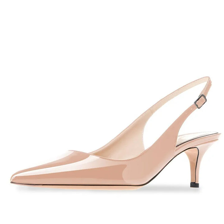 Onlymaker Women Pointed Toe Slingback Sandals Ankle Strap Kitten Heels Party Wedding Graffiti Shoes 6.5CM Pumps
