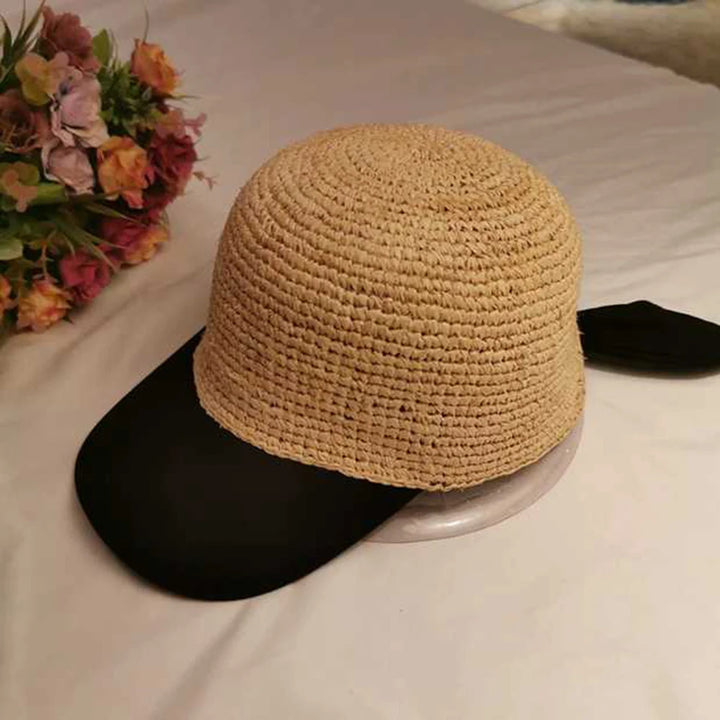 New Women Baseball Caps Handmade Knitting Crochet Peaked Cap Female Equestrian Hat Summer Sun Hat Adjustable Breathable