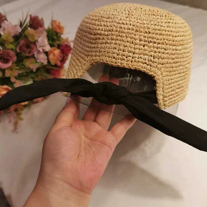 New Women Baseball Caps Handmade Knitting Crochet Peaked Cap Female Equestrian Hat Summer Sun Hat Adjustable Breathable