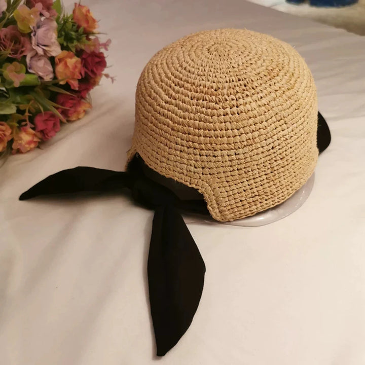 New Women Baseball Caps Handmade Knitting Crochet Peaked Cap Female Equestrian Hat Summer Sun Hat Adjustable Breathable