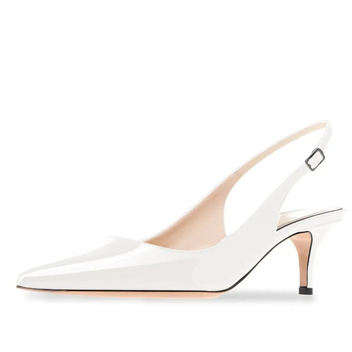 Onlymaker Women Pointed Toe Slingback Sandals Ankle Strap Kitten Heels Party Wedding Graffiti Shoes 6.5CM Pumps