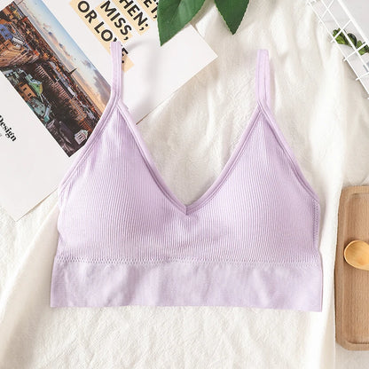 Women's Crop Top Ribbed Tube Top U-Back Comfort Bra Streetwear Camis Sexy Lingerie Seamless Underwear Sports Tank Bralette M-XL