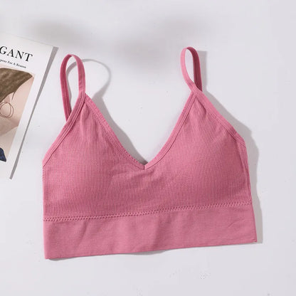 Women's Crop Top Ribbed Tube Top U-Back Comfort Bra Streetwear Camis Sexy Lingerie Seamless Underwear Sports Tank Bralette M-XL