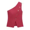 SHENZHU 2026 Summer New Arrival Women's Fashionable Simple Asymmetrical Button-Down Sleeveless Vest 1608050 1608150