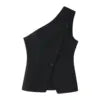 SHENZHU 2026 Summer New Arrival Women's Fashionable Simple Asymmetrical Button-Down Sleeveless Vest 1608050 1608150