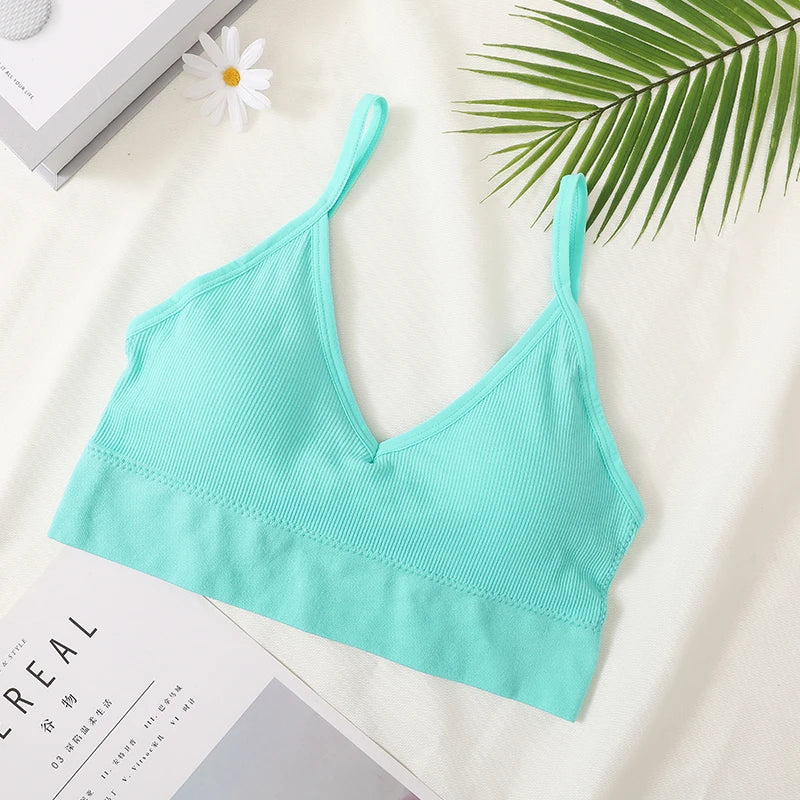 Women's Crop Top Ribbed Tube Top U-Back Comfort Bra Streetwear Camis Sexy Lingerie Seamless Underwear Sports Tank Bralette M-XL