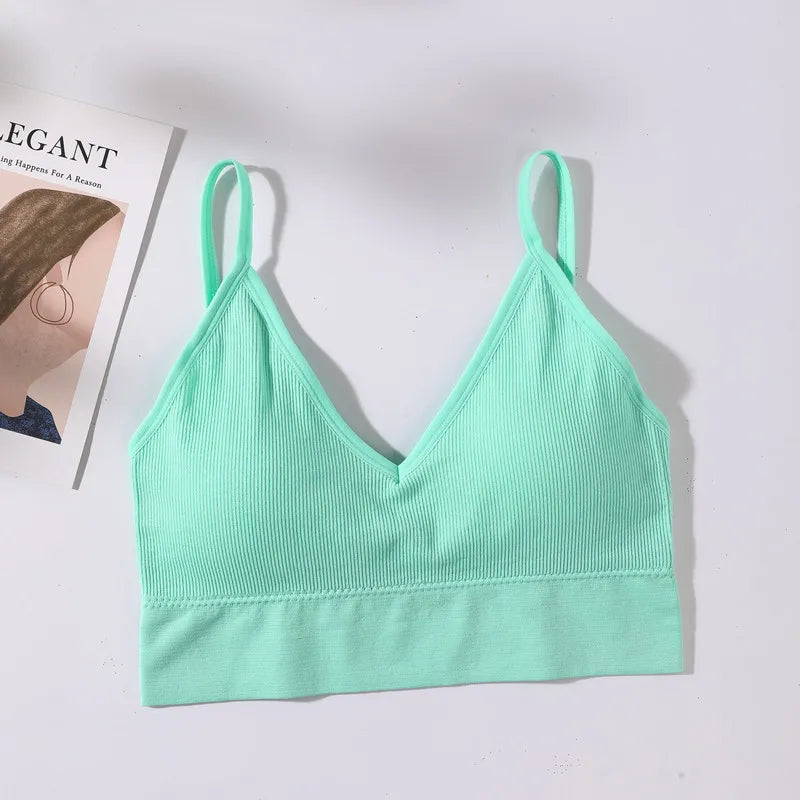Women's Crop Top Ribbed Tube Top U-Back Comfort Bra Streetwear Camis Sexy Lingerie Seamless Underwear Sports Tank Bralette M-XL