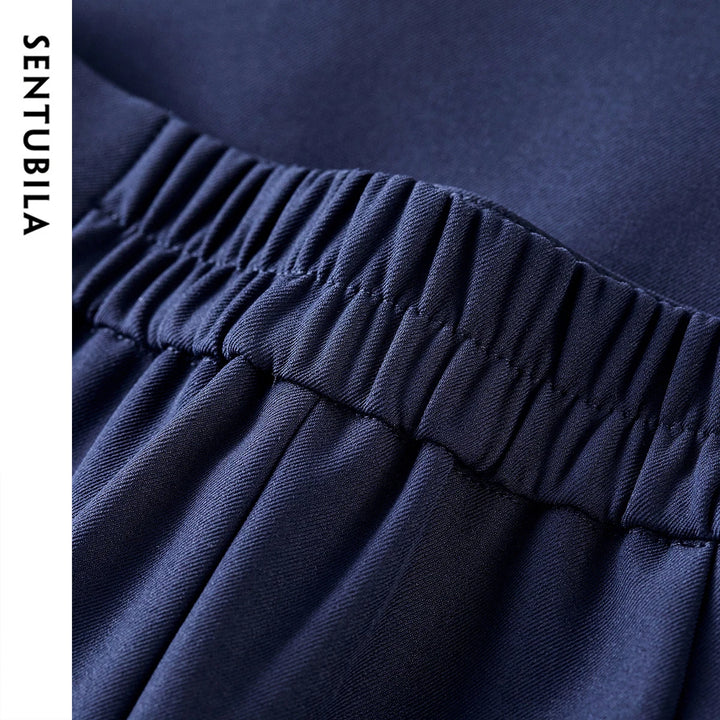 SENTUBILA Straight Skirt For Woman 2026 Autumn Solid Pleated Midi Skirt Back Slit Design Simple Women&