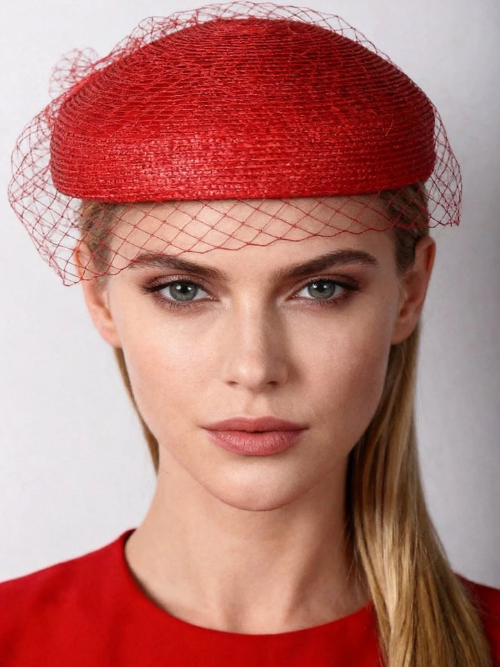 Elegant Champagne Straw Fascinator Hat with Veil for Women - Perfect Accessory for Wedding Church Bridal Tea Party Formal