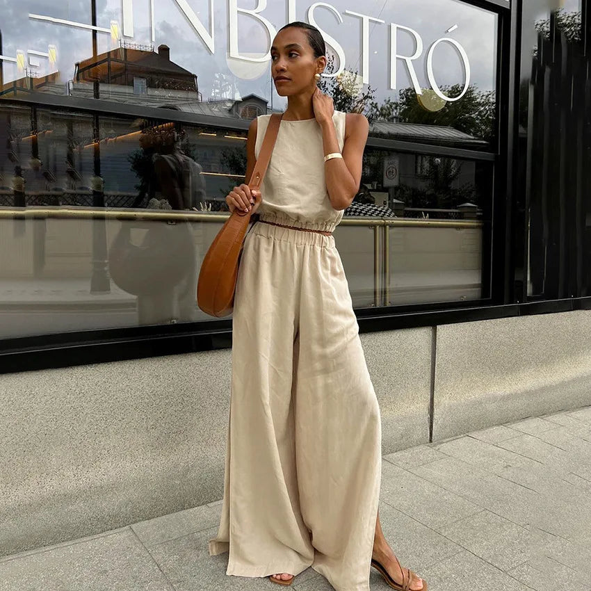2026 New Cotton and Linen Vest Set Women&