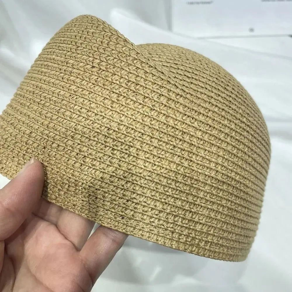Women Elegant Straw Pillbox Hat Fedoras Teardrop Fedora Hat Simple Handmade Painter Hat Wedding Party