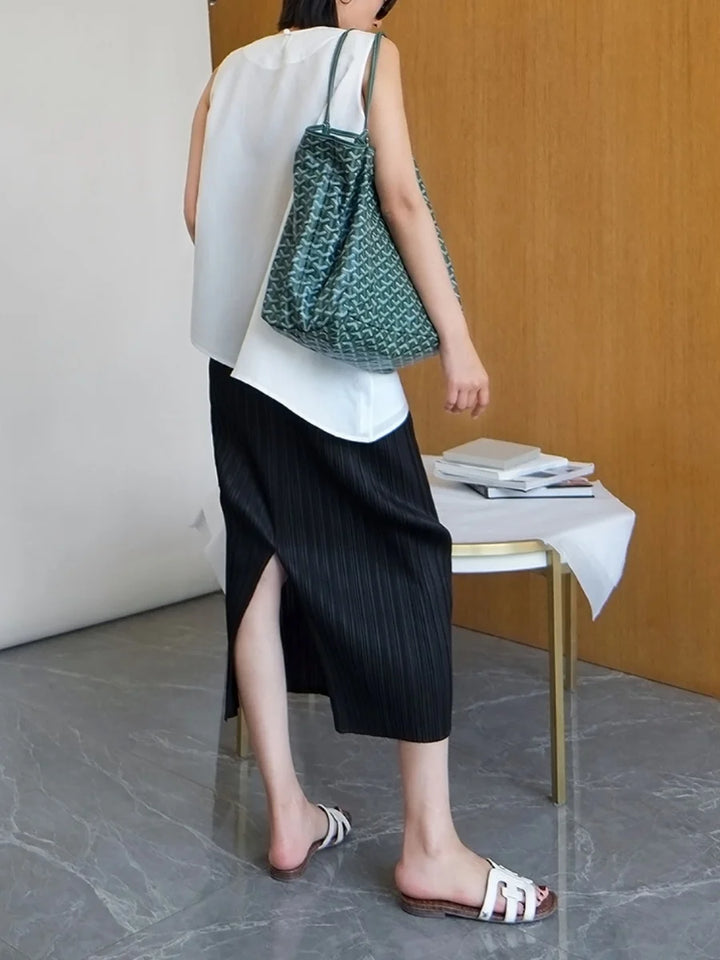 High Waist Pleated Skirt Women&