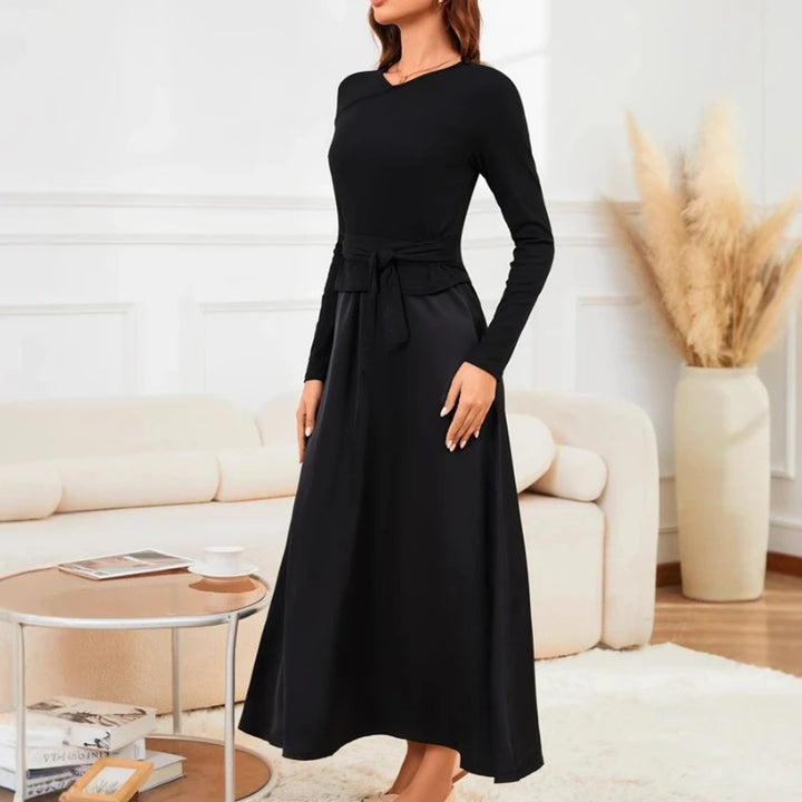 Winter Autumn Knitted Two Piece Dress Set Women V Neck Blouse Solid Elegant A Line Straps Maxi Dress Suits Sashe Female Outfit