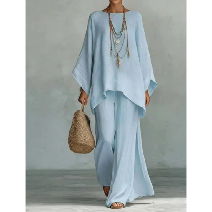 Fashion Linen Loose Long-sleeved Wide-leg Trousers 2-piece Set Women Spring New Casual Retro Elegant Female Simple Trousers Suit
