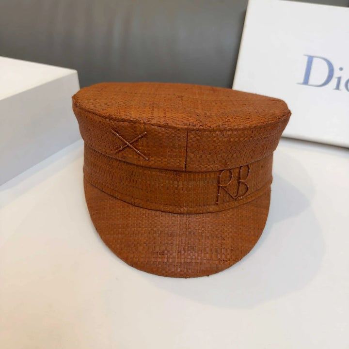 Spring and Summer Cap Newsboy Caps Women Raffia Straw Flat Top Caps