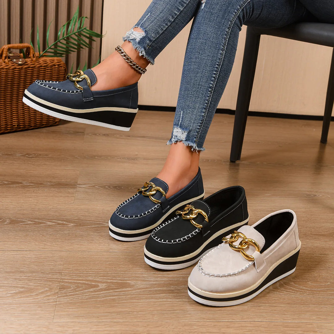Women Platform Loafers Ladies Elegant Suede Leather Moccasins Shoes Woman Slip On Moccasin Women&