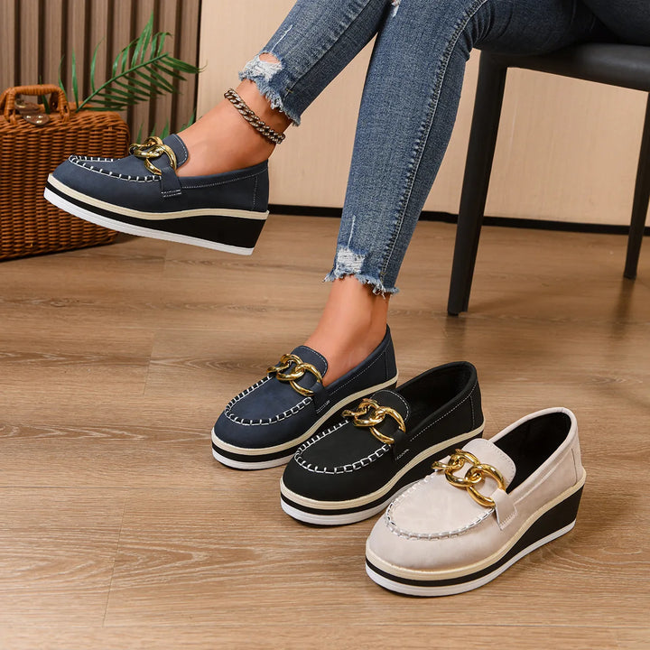 Women Platform Loafers Ladies Elegant Suede Leather Moccasins Shoes Woman Slip On Moccasin Women&