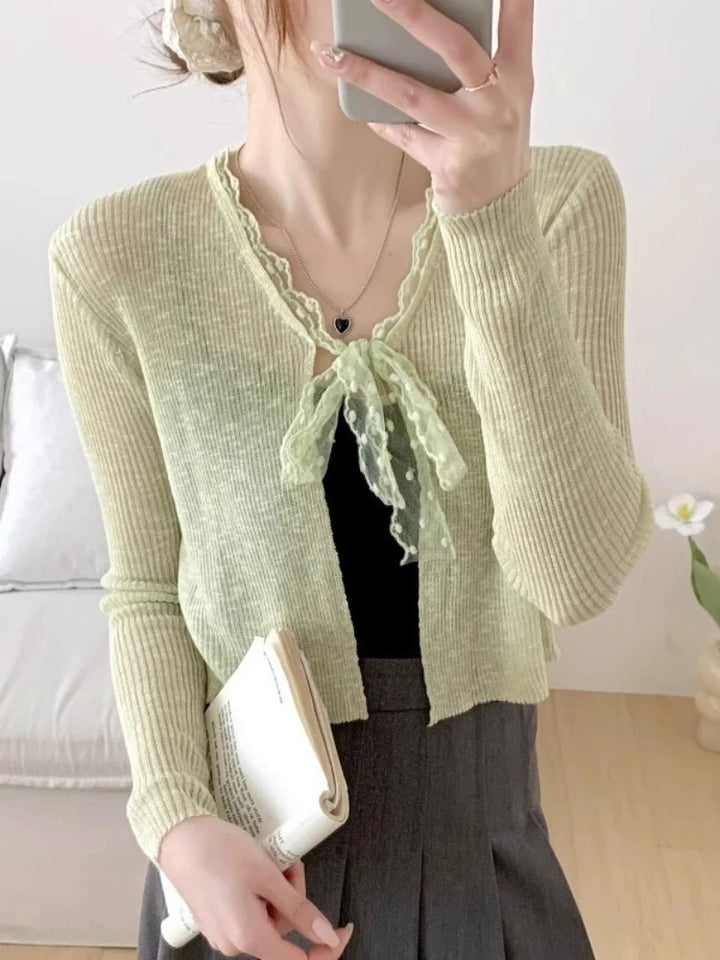 Fashion Casual All-Match Knit Short Outerwear 2026 Summer New Long Sleeve Knit Women&