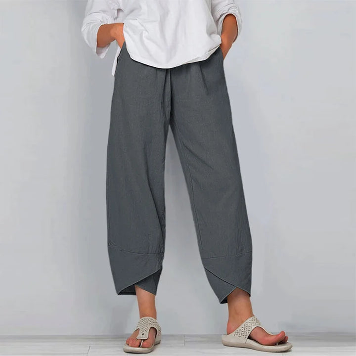 Women Summer Cotton Linen Pants Casual Baggy Harem Pants  Solid Color Elastic Waist Wide Leg Pants Female Loose Trousers  S-5XL