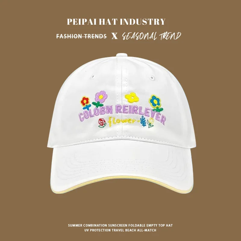 2025 New Fashion Baseball Caps for Women Embroidery Flower Sweet Girl Spring Summer Casual Hat Lovely Sun Cap y2k hats