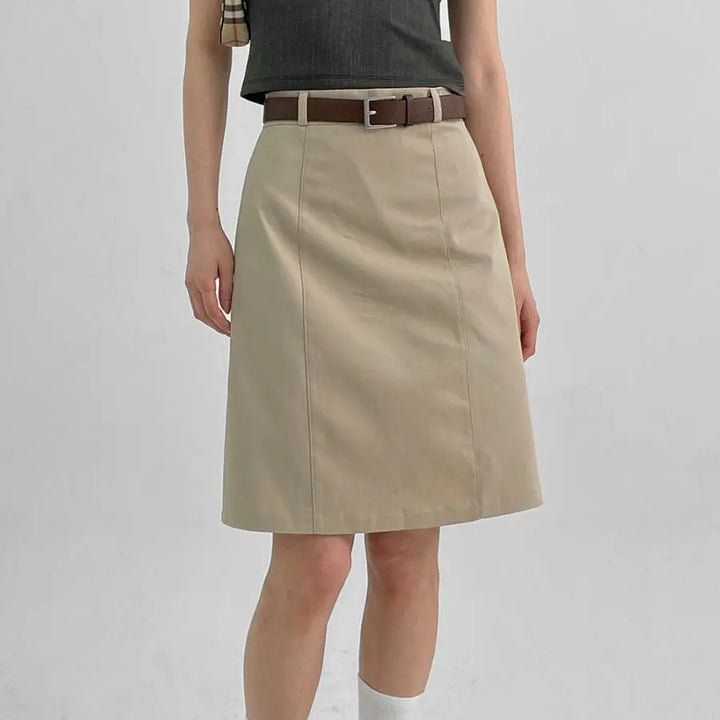 Solid Color Midi Skirts for Women Summer Casual Suit A-line Knee Length Skirt