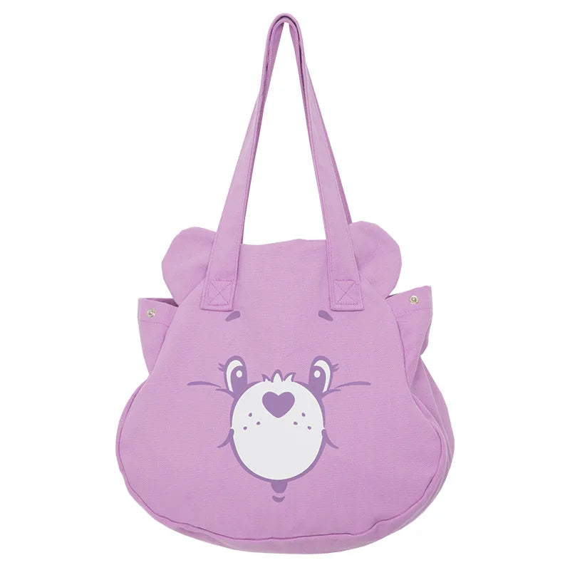Personalised Tote Bag for Women, Girls Student Custom Your Name Canvas Shoulder Bag, Cute Bear Crossbody Hand Bags, Casual Tote