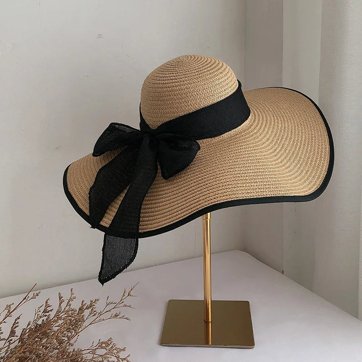 Wide Brim Straw Hat Women Summer Large Floppy Beach Cap Foldable outdoor protection sun hat travel vacation beach hat sombrero