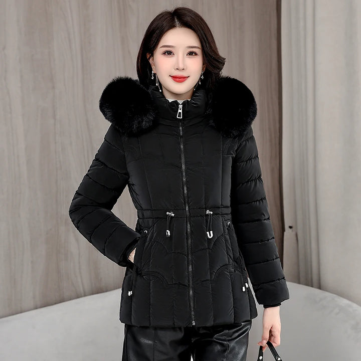 Winter 2026 New Down Jacket Women Parkas Fashion High-Quality Warm Cotton Padded Coat Ladies Short Overcoat Hooded Overwear Tops