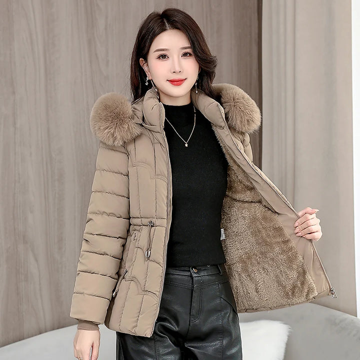 Winter 2026 New Down Jacket Women Parkas Fashion High-Quality Warm Cotton Padded Coat Ladies Short Overcoat Hooded Overwear Tops