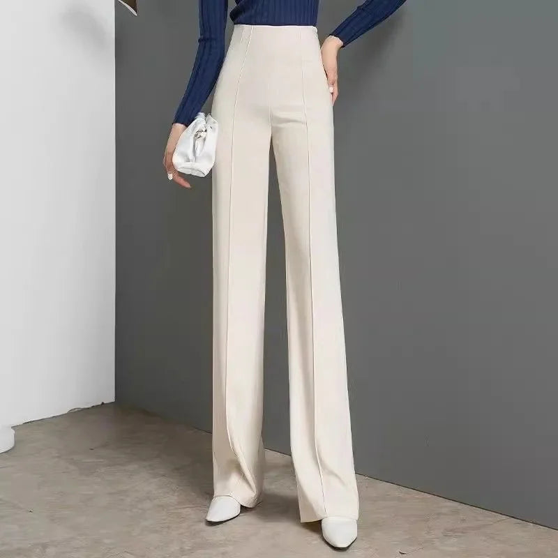 High Waist Khaki Suit Wide Leg Women&