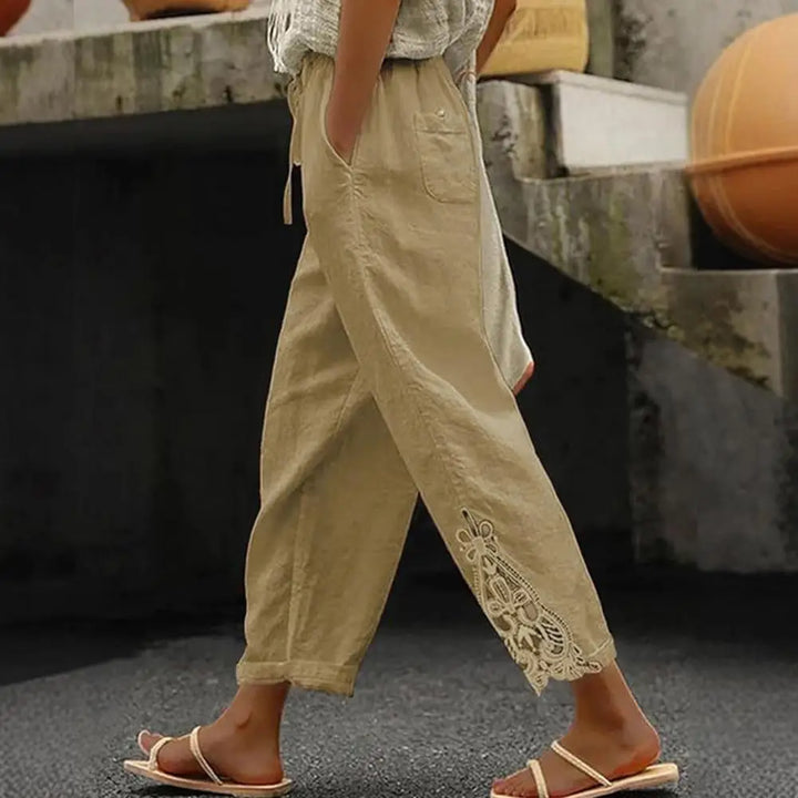 Women Pants Trousers Women’s High Waist Pants Adjustable Drawstring Waistband Trousers Loose Fit Summer Pants for Travel Work