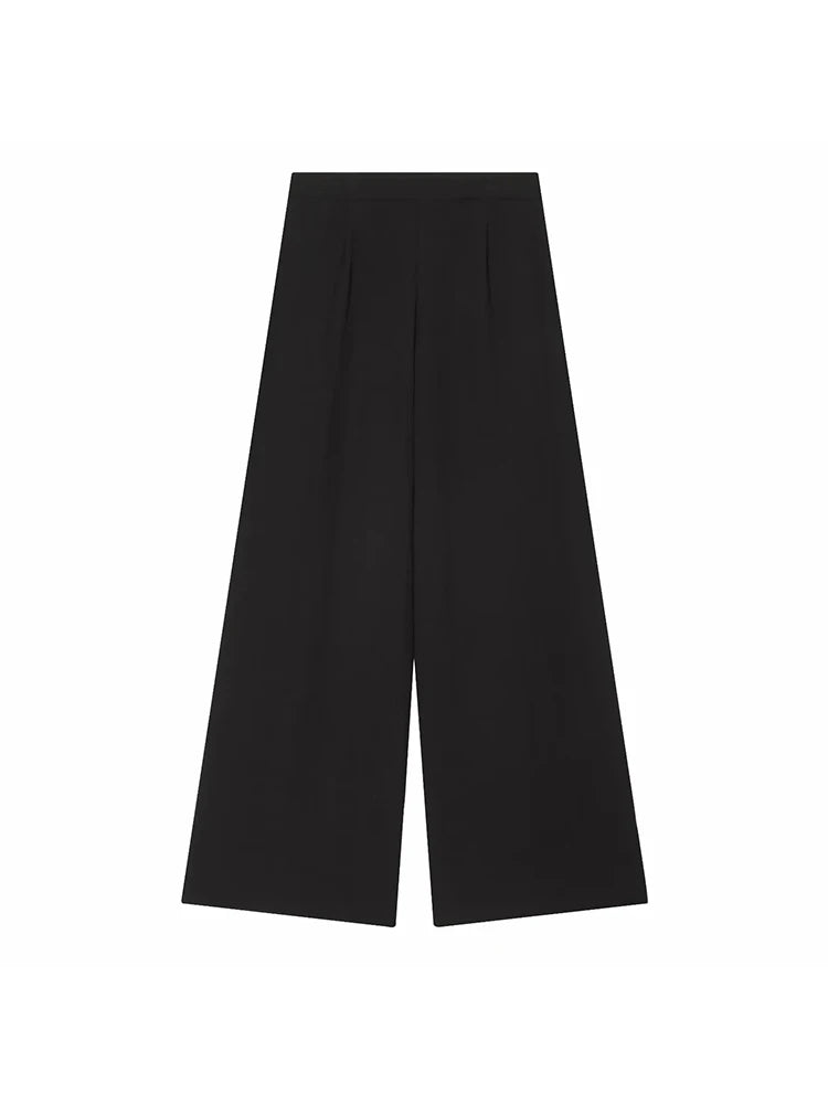 Women Wide Leg Pants Office Women Pockets Pleated Long Trousers Fashion Female Casual Spring Summer Streetwear Pants