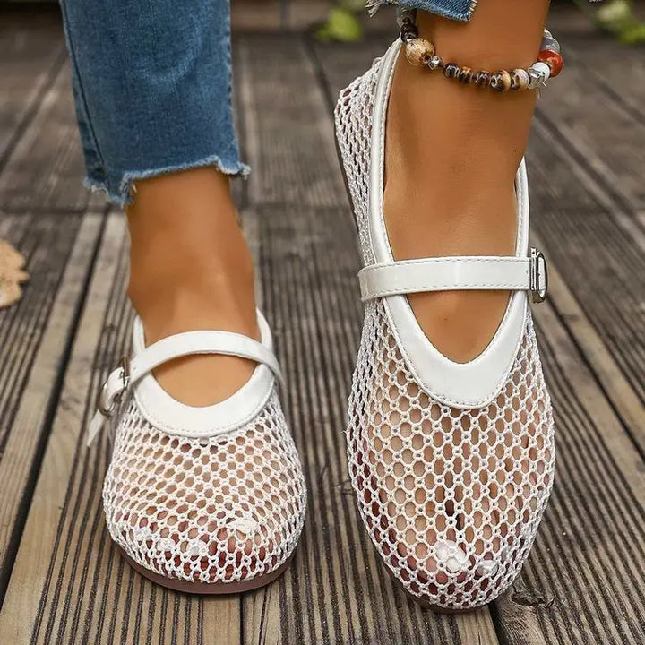 Women Mesh Ballet Flats Fishnet Ballerina Flats Comfortable Round Toe Ballet Shoes Breathable Casual Walking Shoes Zapatos Mujer
