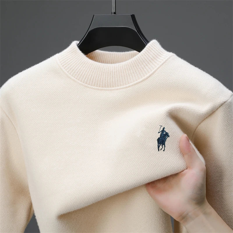 Luxury brand embroidered sweater men designer new round neck casual top winter plush thick warm knit pullover fashion men&
