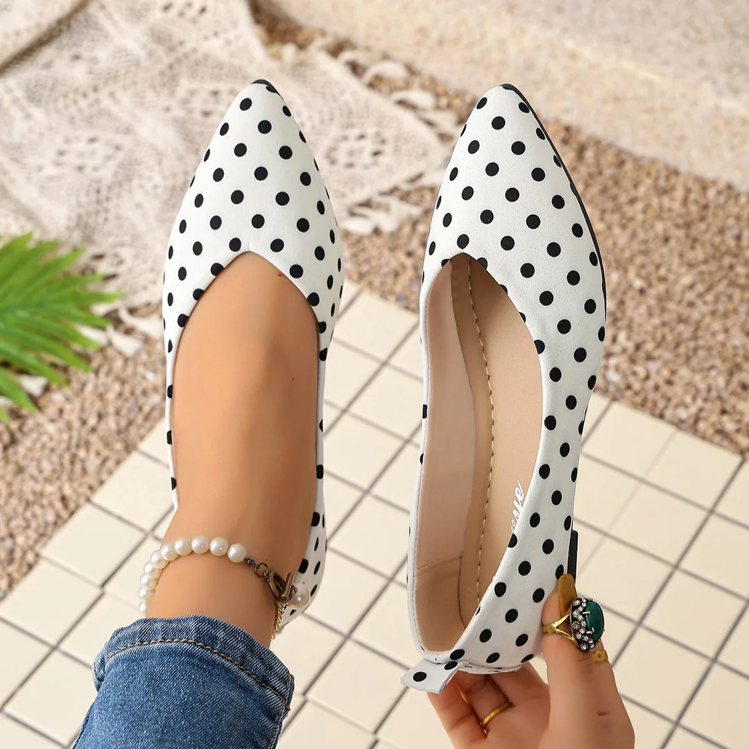 Women Loafers Polka Dot Ballet Flats Women Slip on Round Toe Casual Shoes Comfortable Sneakers Women Office Work Shoes Ladies