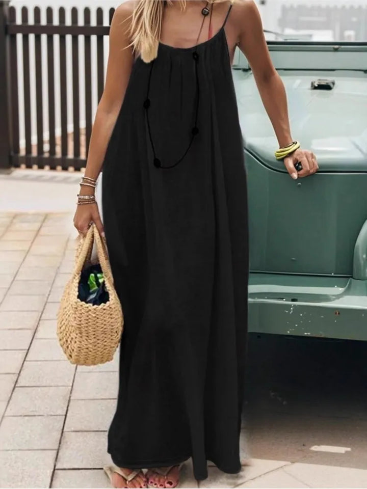 Casual Dress Maxi Dresses 2026 Woman Vestidos Simple Style Home Clothing Homewear Loose Comfortable Solid Color Sling Backless